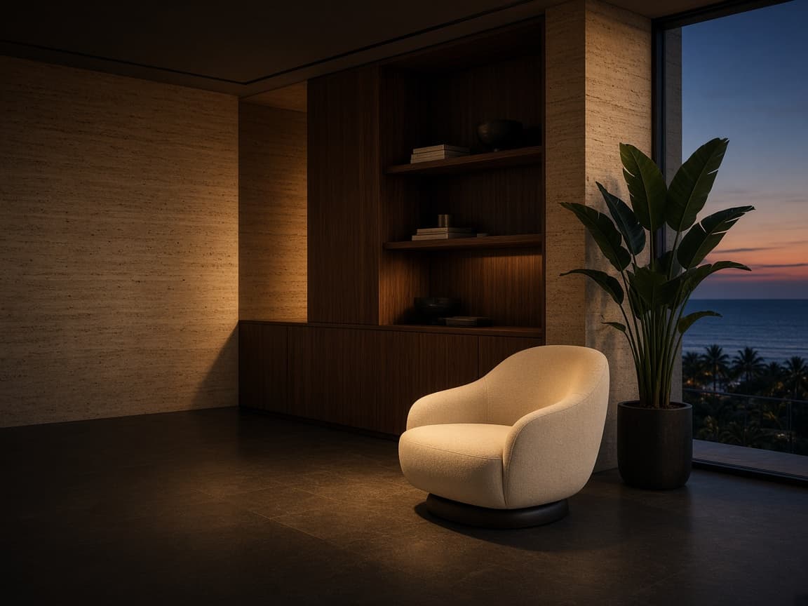 A quiet, contemporary private workspace